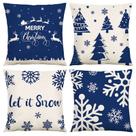 Conjunto de fronhas de Natal, floco de neve e árvore x4 de linho, 45 cm