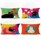 Conjunto de fronhas de pelúcia colorida de desenho animado para gatos e pinguins