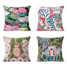 Conjunto de fronhas de pelúcia vintage com estampa animal 35x35 cm (conjunto de 4)