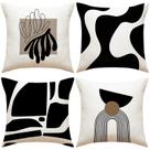 Conjunto de fronhas de poliéster abstrato preto e branco x4