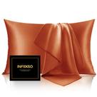 Conjunto de fronhas de seda INFIIXSO Mulberry Silk Queen Size Orange