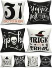 Conjunto de fronhas, decorações de Halloween, 20x20cm, linho