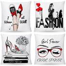 Conjunto de fronhas Fashionable Girl Power x4 45x45cm Peach Skin Conjunto de fronhas Fashionable Girl Power x4 45x45cm Peach Skin