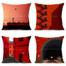Conjunto de fronhas Modern Red Geometric 35x35cm Plush x4