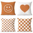 Conjunto de fronhas moderno minimalista laranja/branco Geo x4