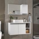 Conjunto de Gabinete Banheiro 80cm com Cuba e Espelheira -