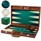 Conjunto de gamão Pointworks Premium de couro marrom de 19 polegadas