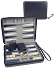 Conjunto de gamão WE Games Travel Magnetic em couro azul marinho