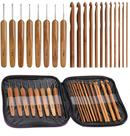 Conjunto de ganchos de crochê GOTOTOP, 20 unidades, alça de bambu com bolsa