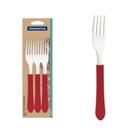 Conjunto De Garfos De Mesa Leme Com Lâminas Em Aço Inox E Cabo Vermelho 3 Peças