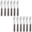 Conjunto de Garfos de Mesa Polywood Castanho 12 Unidades Aço Inox Tramontina