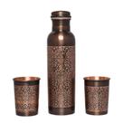 Conjunto de garrafas de água HealthGoods in Pure Copper 1000 mL com 2 copos Conjunto de garrafas de água HealthGoods in Pure Copper 1000 mL com 2 copos