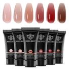 Conjunto de gel de unhas Poly, modelones, 6 cores, tons de pele marrom-gelatinosos