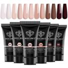 Conjunto de gel de unhas Poly, modelones, 6 cores, tons de pele nua, 90 ml