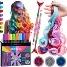 Conjunto de giz de cabelo Jim & Gloria Dustless para meninas com acessórios Conjunto de giz de cabelo Jim & Gloria Dustless para meninas com acessórios