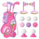 Conjunto de Golfe Infantil Jovizo com 3 Tacos, 8 Bolas e Carrinho Rosa Conjunto de Golfe Infantil Jovizo com 3 Tacos, 8 Bolas e Carrinho Rosa