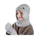 Conjunto De Gorro, Cachecol E Luvas De Inverno Unissex Para Crianças, Gorro De Fleece Com Proteção