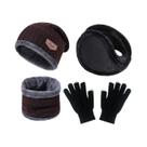 Conjunto De Gorro, Cachecol E Luvas De Veludo Quente Para Homens, Mulheres E Meninas Proteção Para