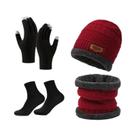 Conjunto De Gorro, Cachecol E Luvas De Veludo Quente Para Inverno Para Homens E Mulheres, Gorro De Conjunto De Gorro, Cachecol E Luvas De Veludo Quente Para Inverno Para Homens E Mulheres, Gorro De