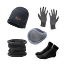 Conjunto De Gorro De Inverno Masculino Com Protetores De Orelha, Luvas De Malha, Capuzes De Pescoço,