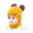 Conjunto De Gorro E Cachecol De Malha Para Bebês, Meninos E Meninas, Com Pom Pom, Quente, À Prova De