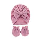 Conjunto De Gorro, Faixa De Cabeça, Luvas E Meias Para Bebês Recém-nascidos, Com Laço Fofo, Gorro