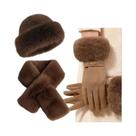 Conjunto De Gorro, Luvas E Cachecol Feminino De Inverno, Quente E Peludo, À Prova De Vento, Para