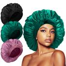 Conjunto de gorros, 3 peças de boné de seda para dormir, Jumbo, cetim, feminino