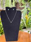 Conjunto de gota em prata verde esmeralda