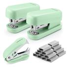 Conjunto de grampeadores WORKPRO Mini, pacote com 2 unidades, verde, com removedor e grampos