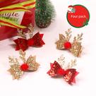 Conjunto de grampos de cabelo de Natal com chifres de rena e orelhas para mulheres