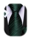 Conjunto de gravata Barry.Wang com listras de seda verde escuro 150 cm