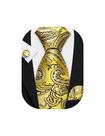 Conjunto de gravata Barry.Wang Paisley em seda preta amarela