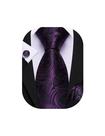 Conjunto de gravata Barry.Wang Paisley em seda roxo escuro e preto