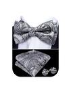 Conjunto de gravata borboleta Barry.Wang Grey Paisley Silk 12x6cm