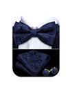 Conjunto de gravata borboleta Barry.Wang Navy Blue Paisley Silk 12x6cm