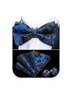 Conjunto de gravata borboleta Barry.Wang Paisley Silk Blue Amarelo Preto