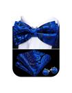 Conjunto de gravata borboleta Barry.Wang Royal Blue Paisley Silk 12x6cm
