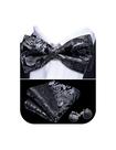 Conjunto de gravata borboleta Barry.Wang, seda floral pré-amarrada, preta, cinza