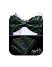 Conjunto de gravata borboleta Barry.Wang, verde, preto, seda listrada Conjunto de gravata borboleta Barry.Wang, verde, preto, seda listrada