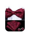 Conjunto de gravata borboleta Barry.Wang Wine Red Paisley Silk 12x6 cm