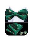 Conjunto de gravata borboleta de seda Barry.Wang Dinosaur Green Gold