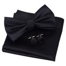 Conjunto de gravata borboleta GUSLESON masculino, cor lisa, seda preta