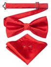Conjunto de gravata borboleta JEMYGINS masculina de seda vermelha pré-amarrada com bolso quadrado Conjunto de gravata borboleta JEMYGINS masculina de seda vermelha pré-amarrada com bolso quadrado