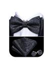 Conjunto de gravata borboleta preta Barry.Wang Charcoal Paisley Silk 12x6cm