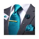 Conjunto De Gravata De Seda Elegante Com Estampa Paisley E Abotoaduras Amarelo-Marrom Para Homens Em