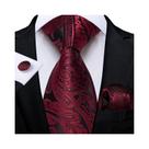 Conjunto De Gravata Floral Paisley Masculina, Lenço, Abotoaduras, Presente Para Festa De Casamento