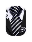 Conjunto de gravatas Barry.Wang Black Stripe 8,5x150 cm de seda