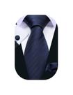 Conjunto de gravatas Barry.Wang de seda xadrez 150 cm com abotoaduras