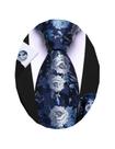Conjunto de gravatas Barry.Wang Deep Blue Floral Silk 150cm Conjunto de gravatas Barry.Wang Deep Blue Floral Silk 150cm